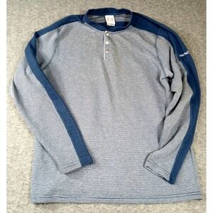 Avalanche Men's Gray Blue Striped‎ Size Large Long Sleeve Polo Shirt